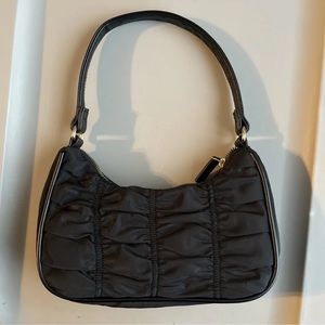 Ruched Baguette Shoulder Bag Women’s Black